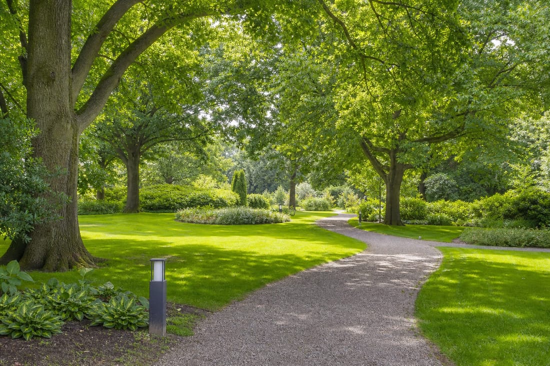 Exemple : parc arboré entretenu et espaces verts soignés